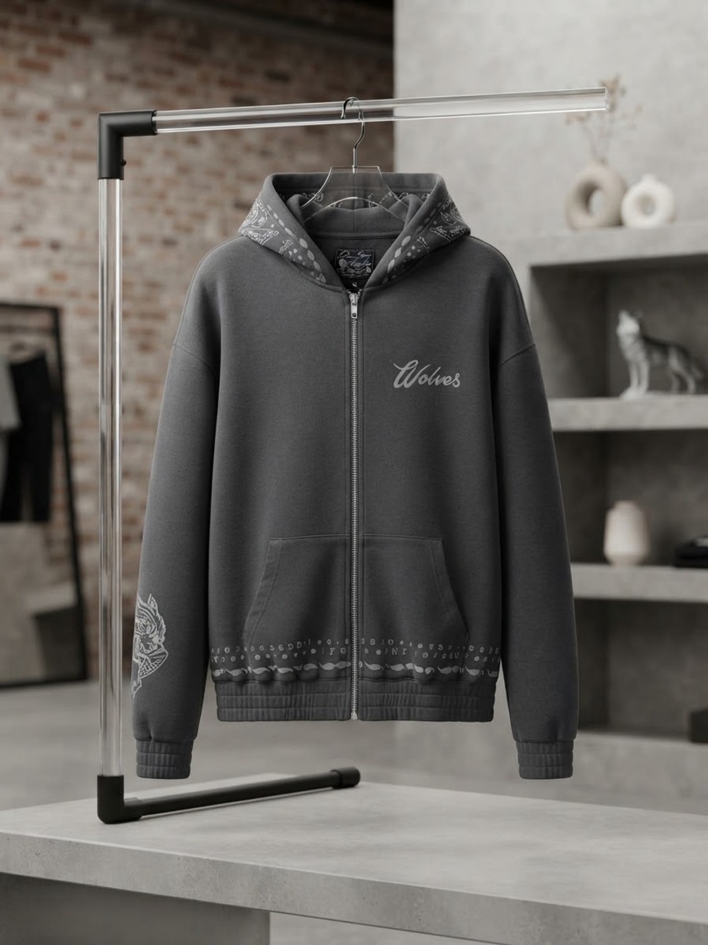 Darc Sport Dark Gray 'Wolves' Zip Hoodie